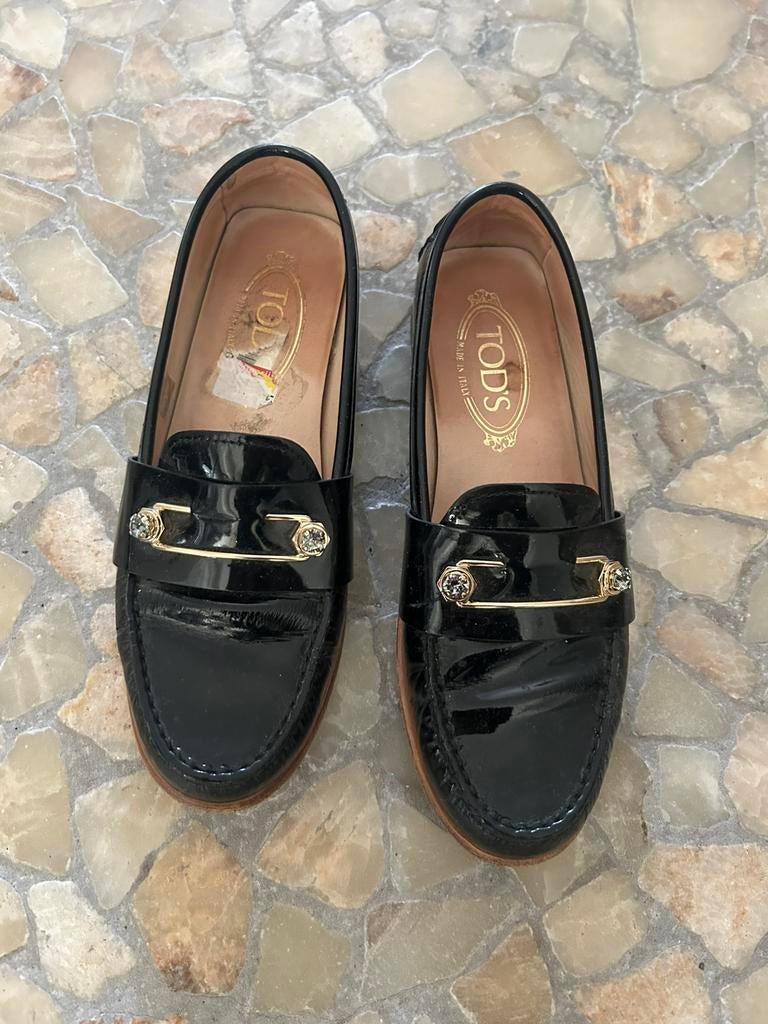 Tods zwarte lakschoenen, maat 37 voor dames, Ophalen, Zo goed als nieuw, Instappers, Zwart