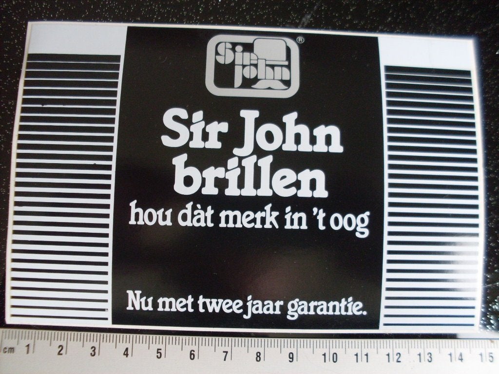 ruit sticker Sir John brillen logo nu met 2 jaar garantie, Verzamelen, Verzenden, Zo goed als nieuw, Merk