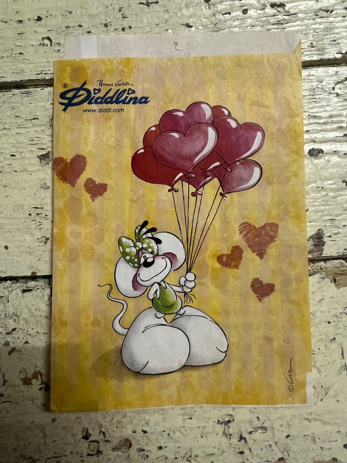 Diddlina cadeauzakje met hartjes ballonnen, Ophalen of Verzenden, Diddlina, Zo goed als nieuw, Papier, Kaart of Schrift