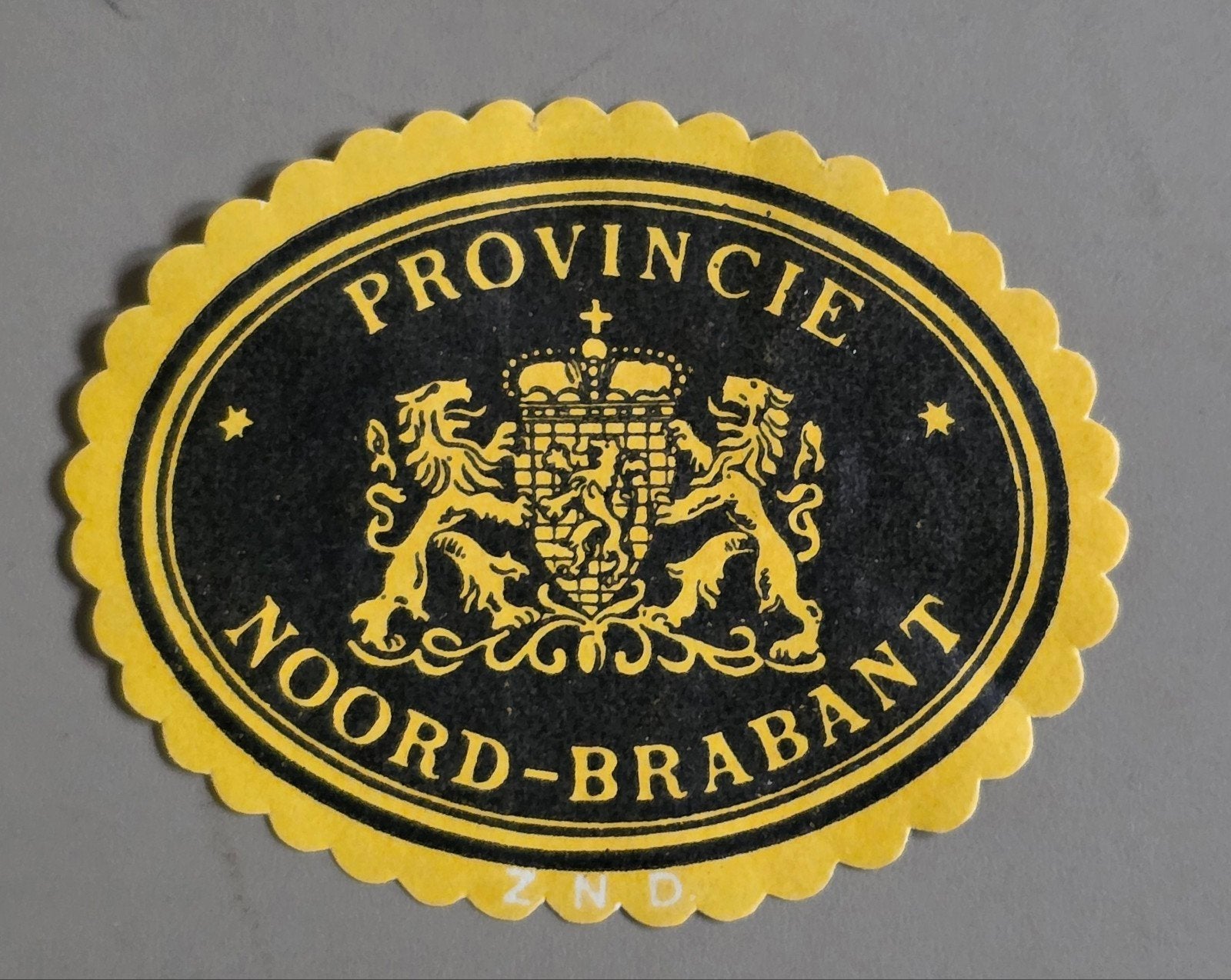 207) ORIGINELE SLUITZEGEL PROVINCIE NOORD BRABANT  HERALDIEK, Verzenden, Overige thema's