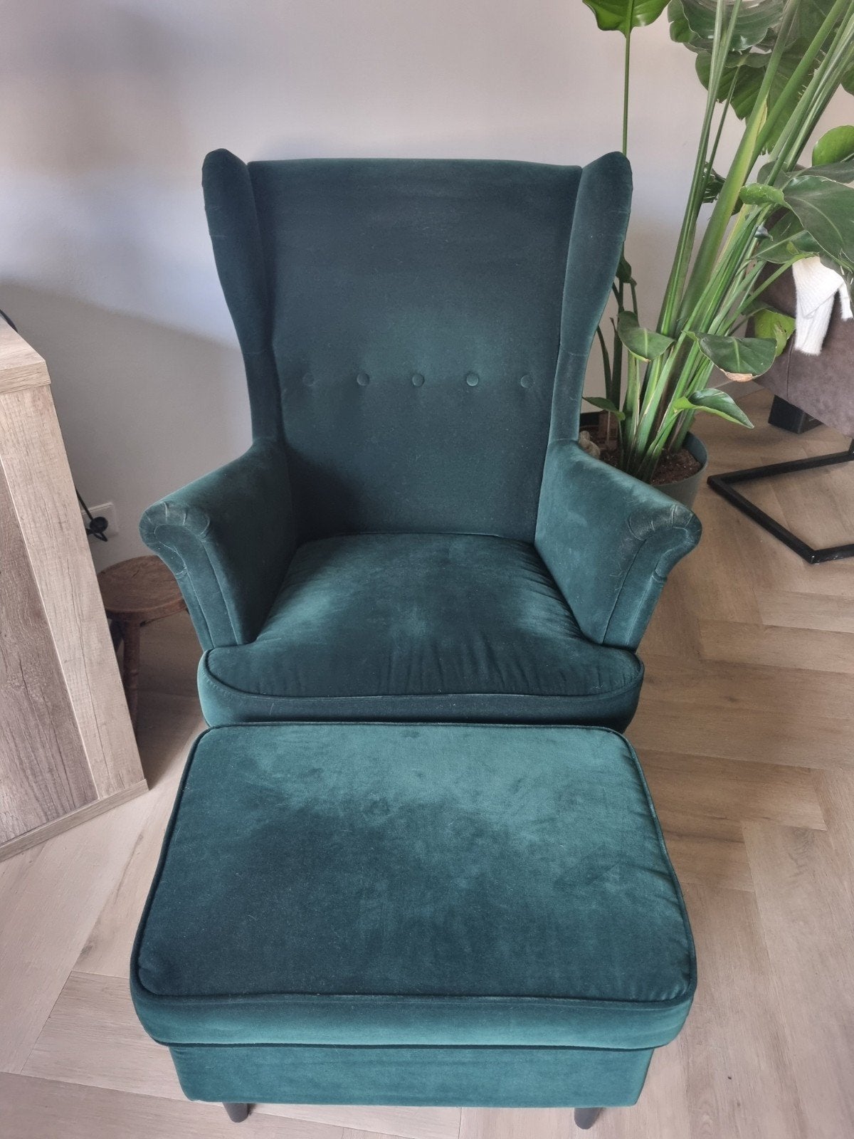 Ikea Strandmon fauteuil met voetenbankje - Donkergroen, Ophalen
