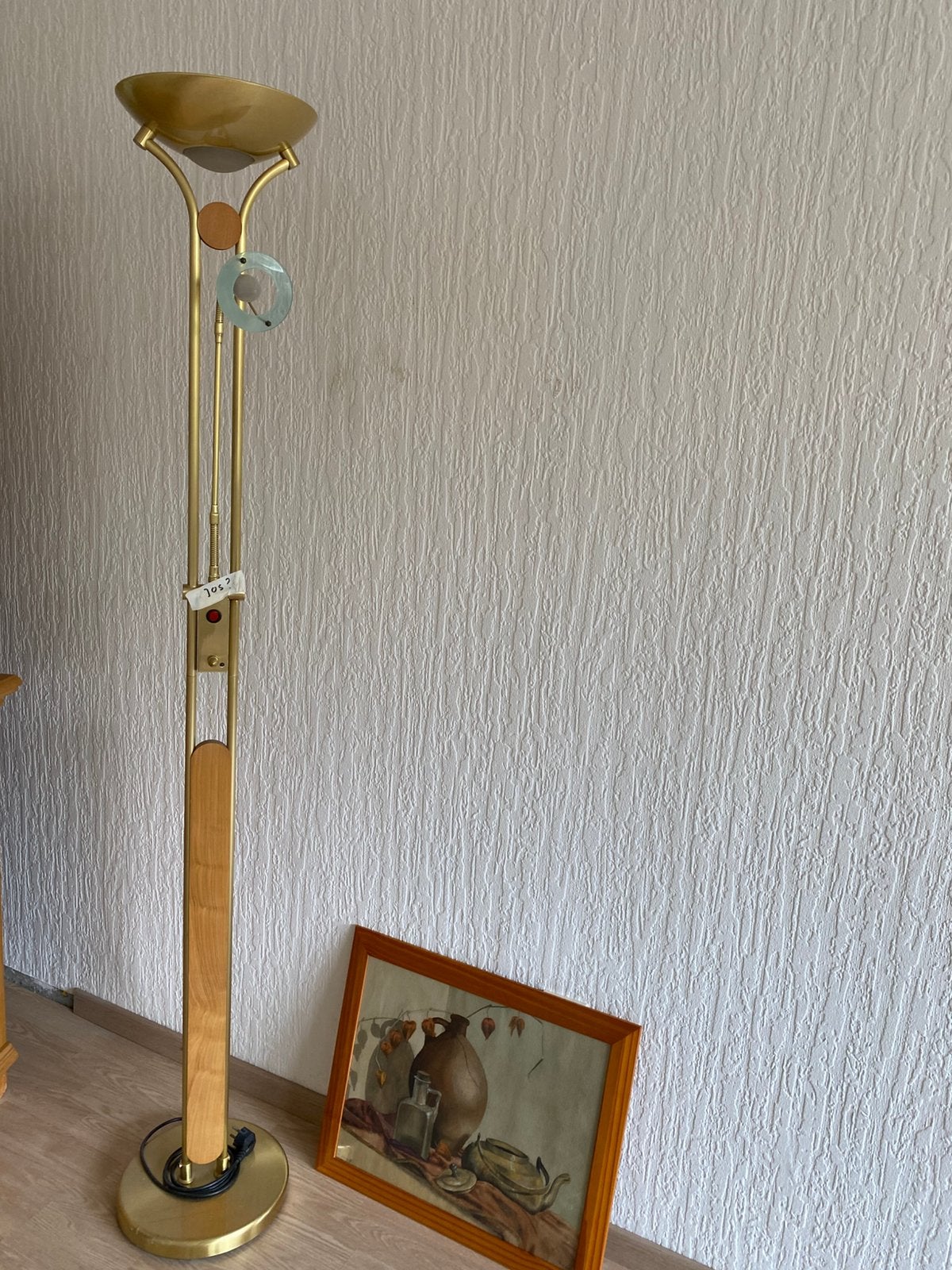 Hele mooi goudkleurige metalen vloerlamp en uplighter, Ophalen, Zo goed als nieuw