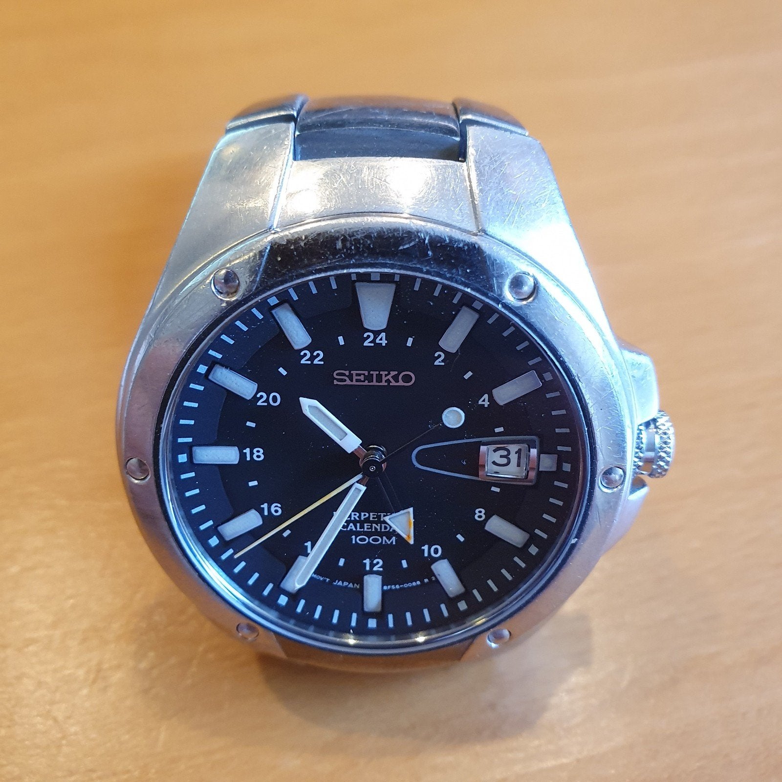 Seiko Herenhorloge met Stalen Band en Perpetual Calendar, Ophalen of Verzenden, Gebruikt, Staal, Seiko