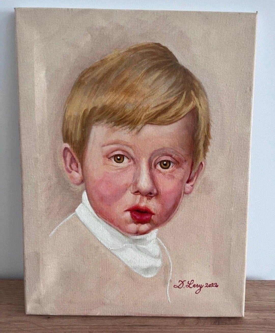 Prachtig Handbeschilderd Kinderportret / Schilderij 30 x 40, Minder dan 50 cm, Ophalen of Verzenden, Zo goed als nieuw, Amersfoort