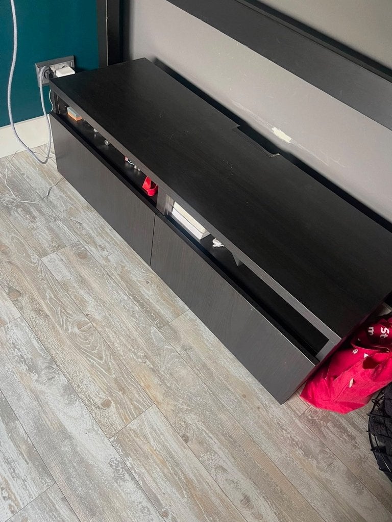 IKEA BESTÅ TV-meubel zwart – 120 cm – uitstekende staat, Ophalen, 100 tot 150 cm, Zo goed als nieuw, Minder dan 100 cm