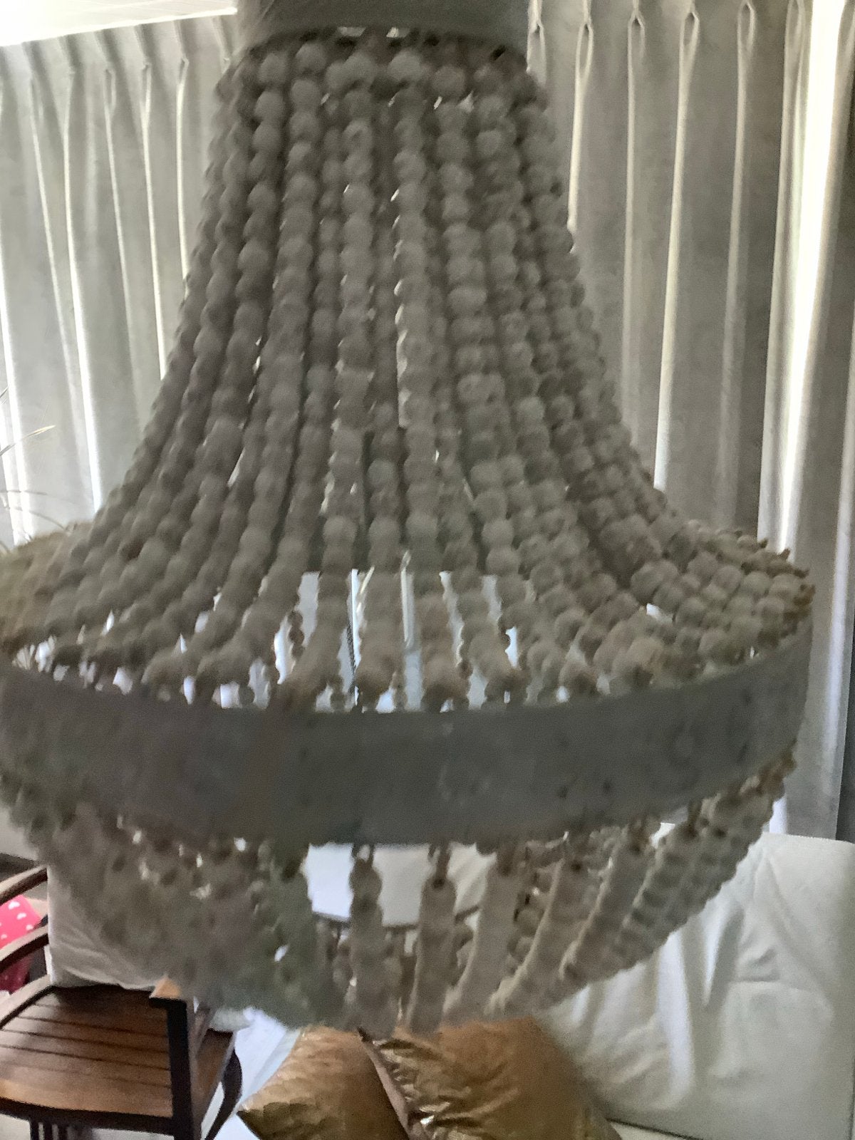 Hanglamp met metalen ring en kralen - 65x50 cm, Ophalen, Gebruikt, Metaal