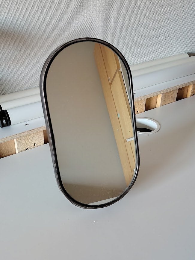 Ovale spiegel met standaard - Zwart, Ophalen, Minder dan 50 cm, Gebruikt, Minder dan 100 cm