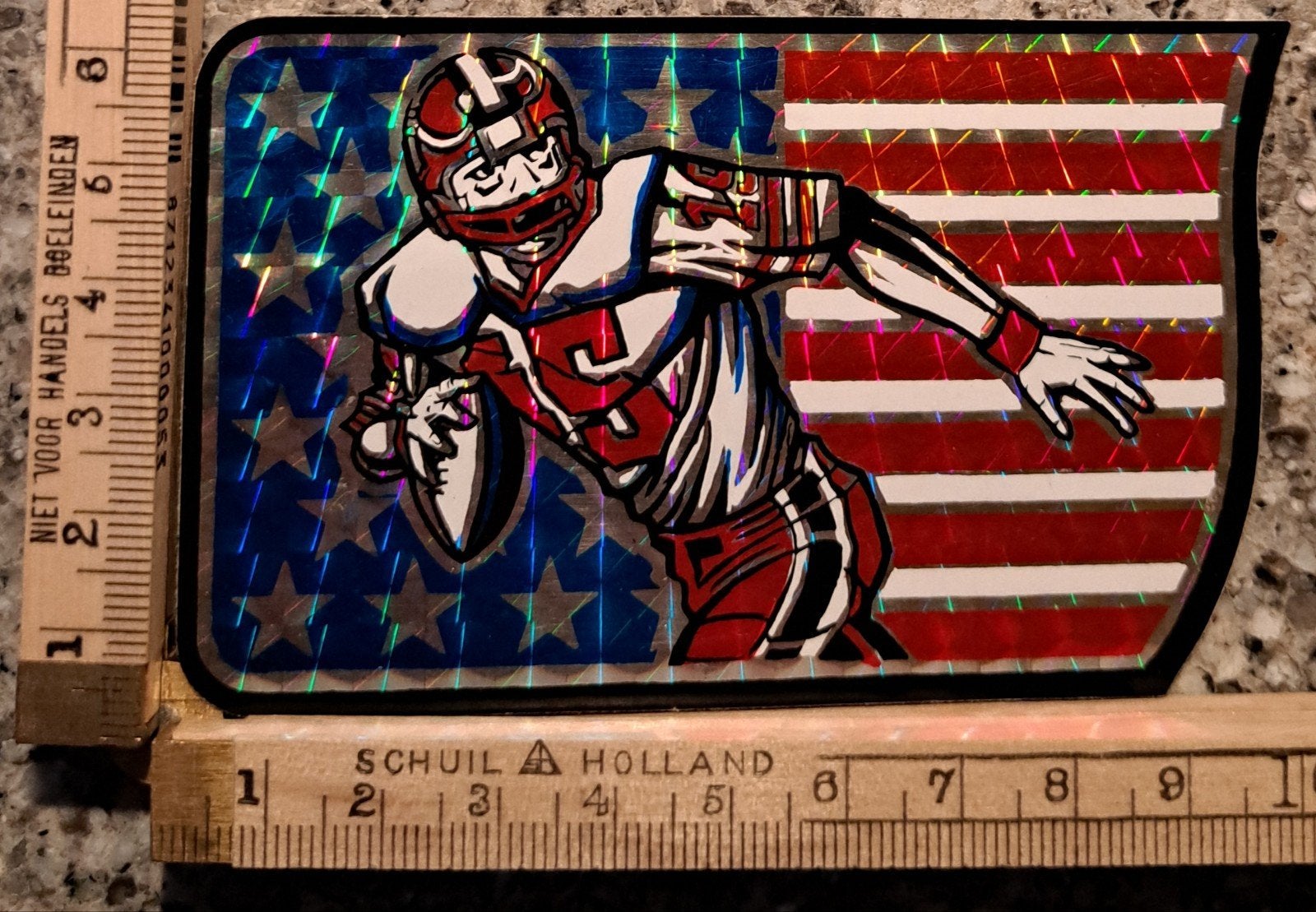 Vintage glimmende spiegel sticker American Football USA, Ophalen of Verzenden, Zo goed als nieuw