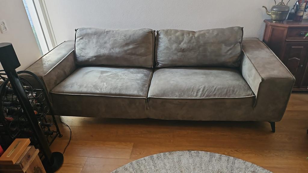 Groen bankstel suede, Ophalen, Zo goed als nieuw, 75 tot 100 cm