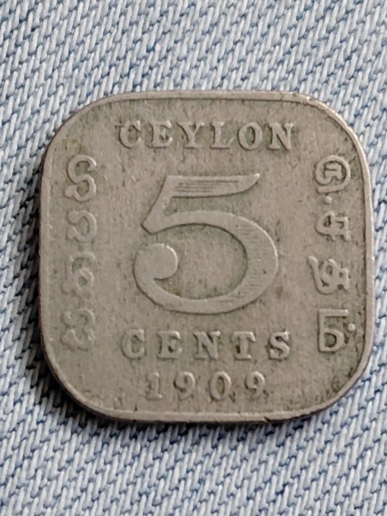 Ceylon 5 Cent 1909 Edward VII, Verzenden, Zuid-Azië, Losse munt