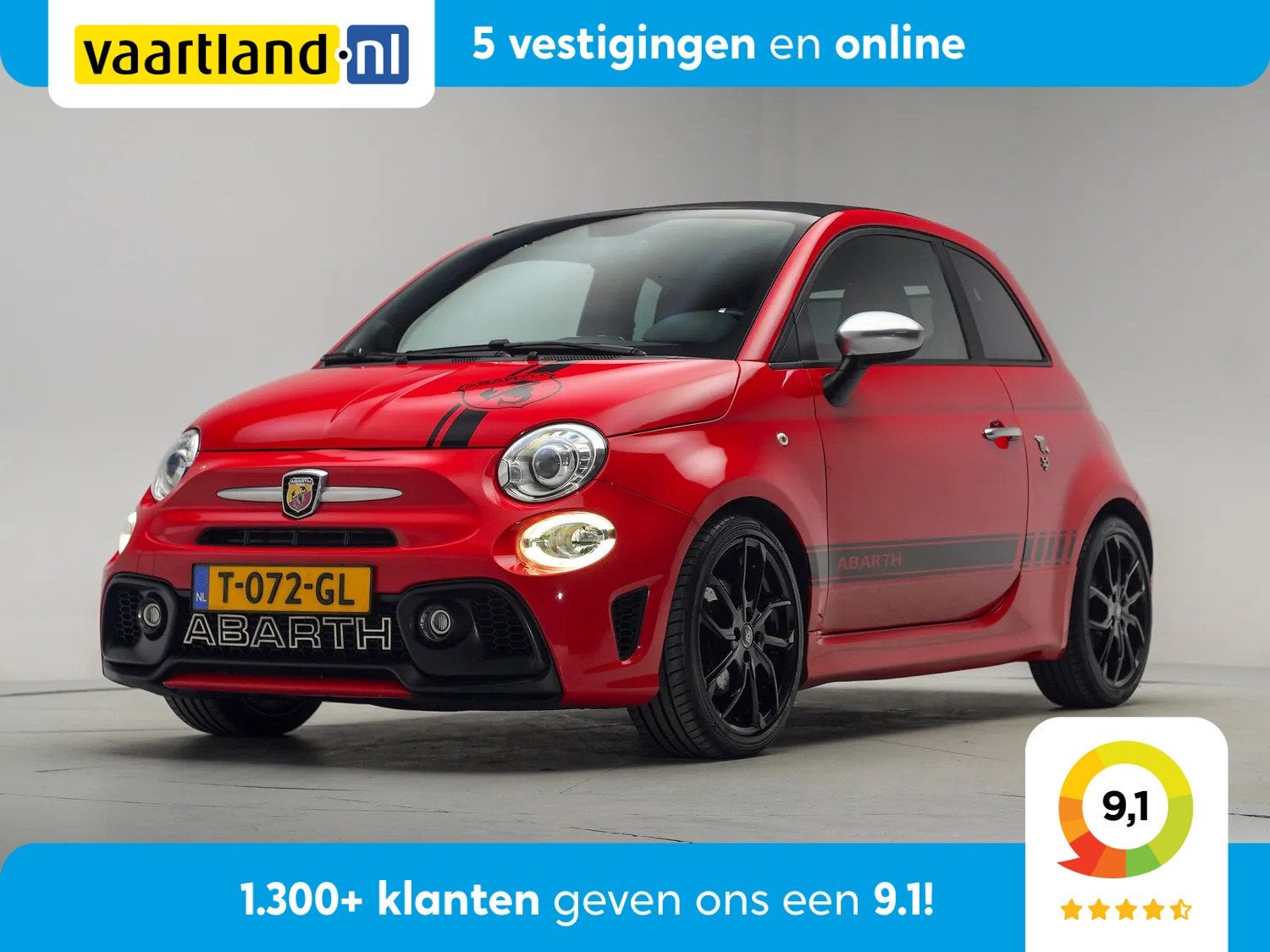 Fiat 500C 1.4 T-Jet Abarth Turismo [ Leer Airco Xenon Naviga, Auto's, Voorwielaandrijving, 4 cilinders, Leder, Bedrijf