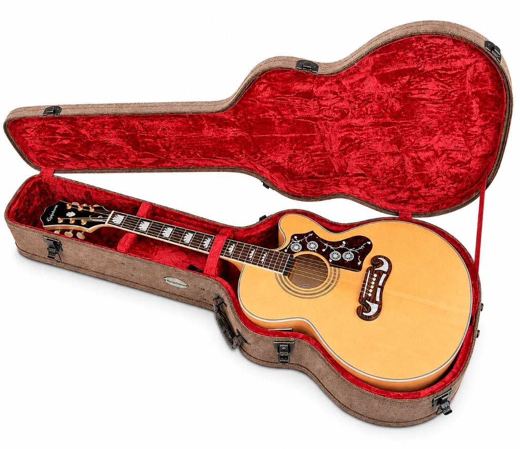 Epiphone EJ-200SCE/N – Jumbo – incl. koffer, Ophalen of Verzenden, Zo goed als nieuw, Western- of Steelstringgitaar, Met koffer