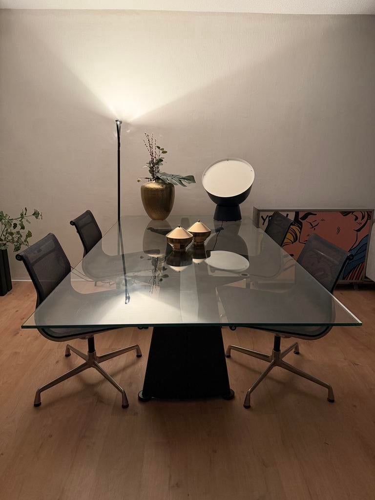 Gratis af te halen: glazen tafelblad (220 x 120 cm), Huis en Inrichting, Tafels | Eettafels, Ophalen, Gebruikt, 100 tot 150 cm