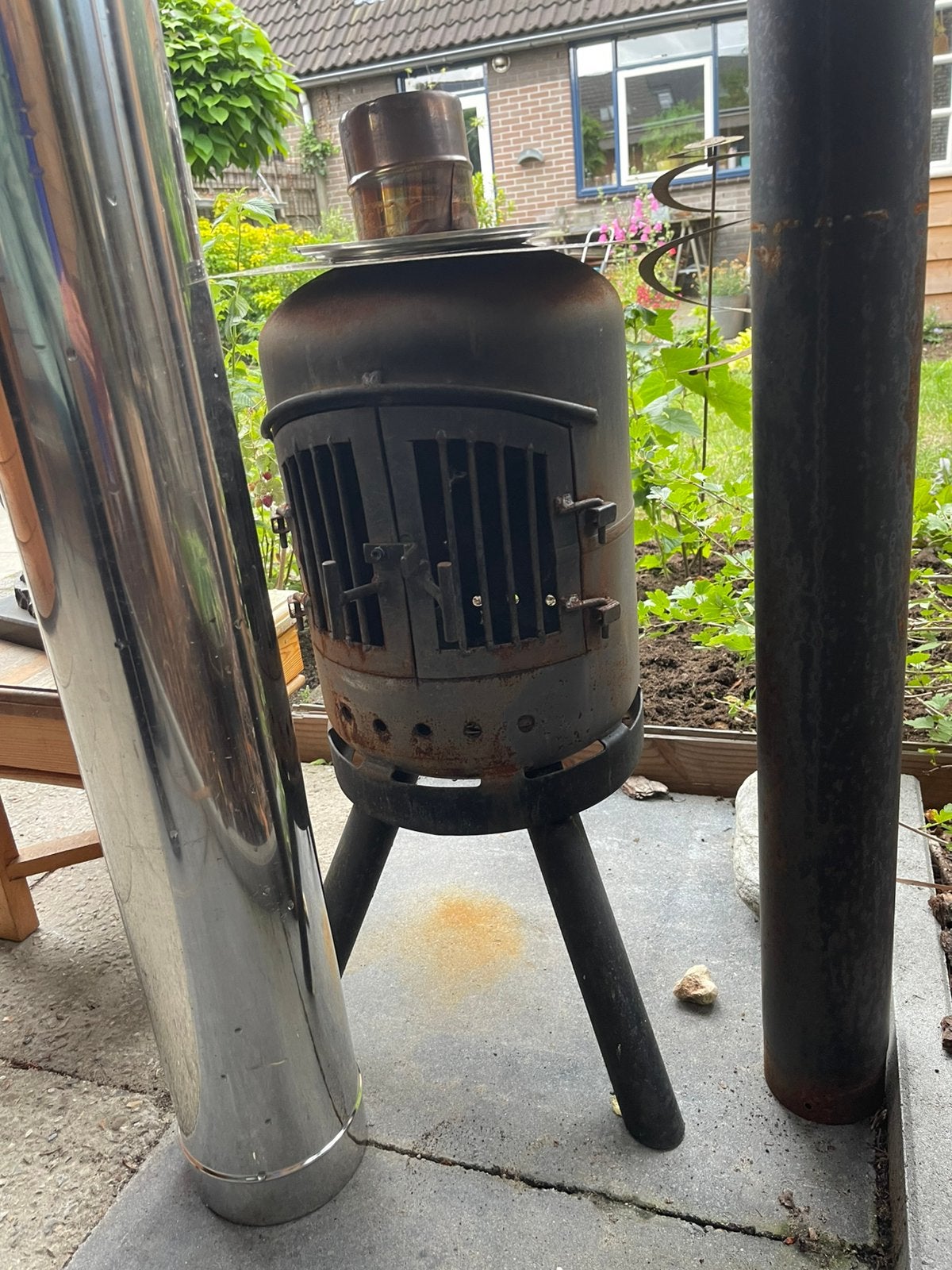 Houtkachel met rookkanaal, Tuin en Terras, Terrasverwarmers, Ophalen of Verzenden, Gebruikt