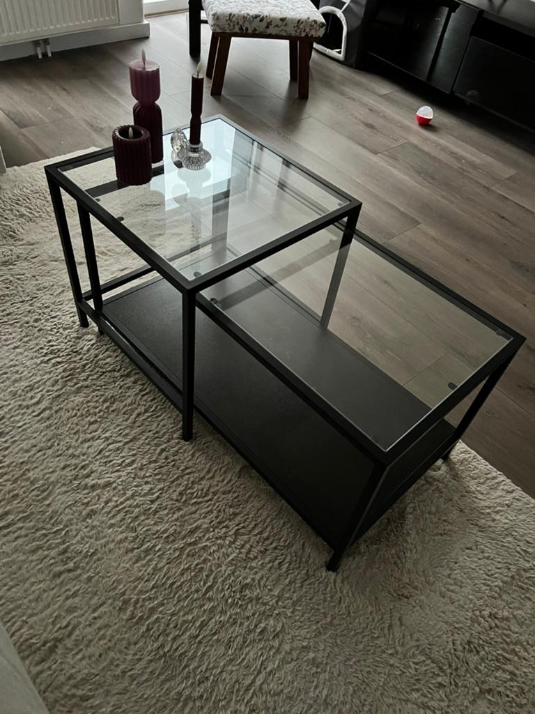 Ikea Vittsjo salontafel zwart, Ophalen, 100 tot 150 cm, 50 tot 100 cm, Zo goed als nieuw