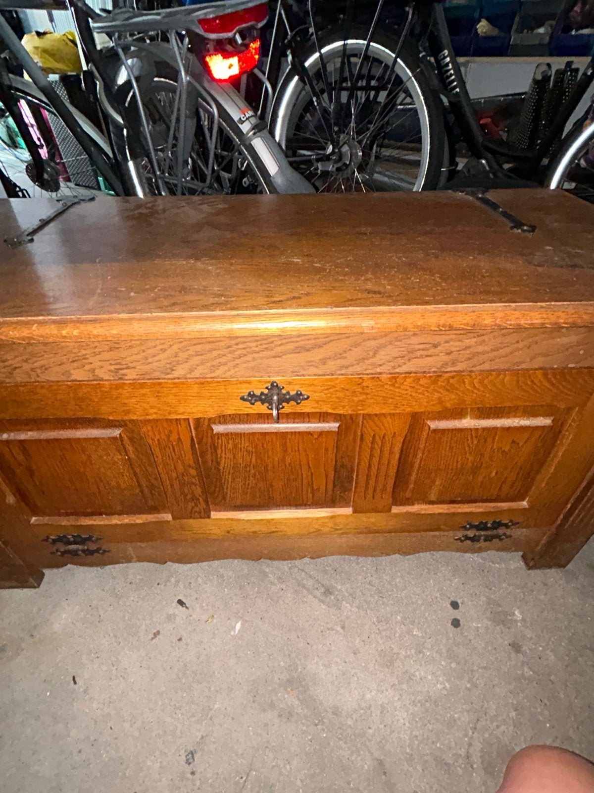 Massief Eiken Opbergkist / TV Meubel - 96x45x50 cm, Ophalen, 50 – 75, Gebruikt, Eikenhout