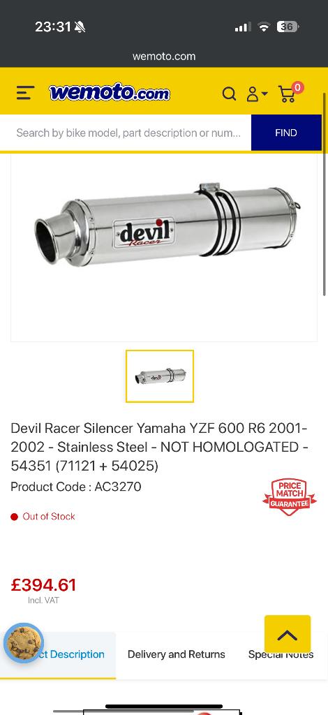Devil uitlaat r6, 1998-2002, Ophalen of Verzenden