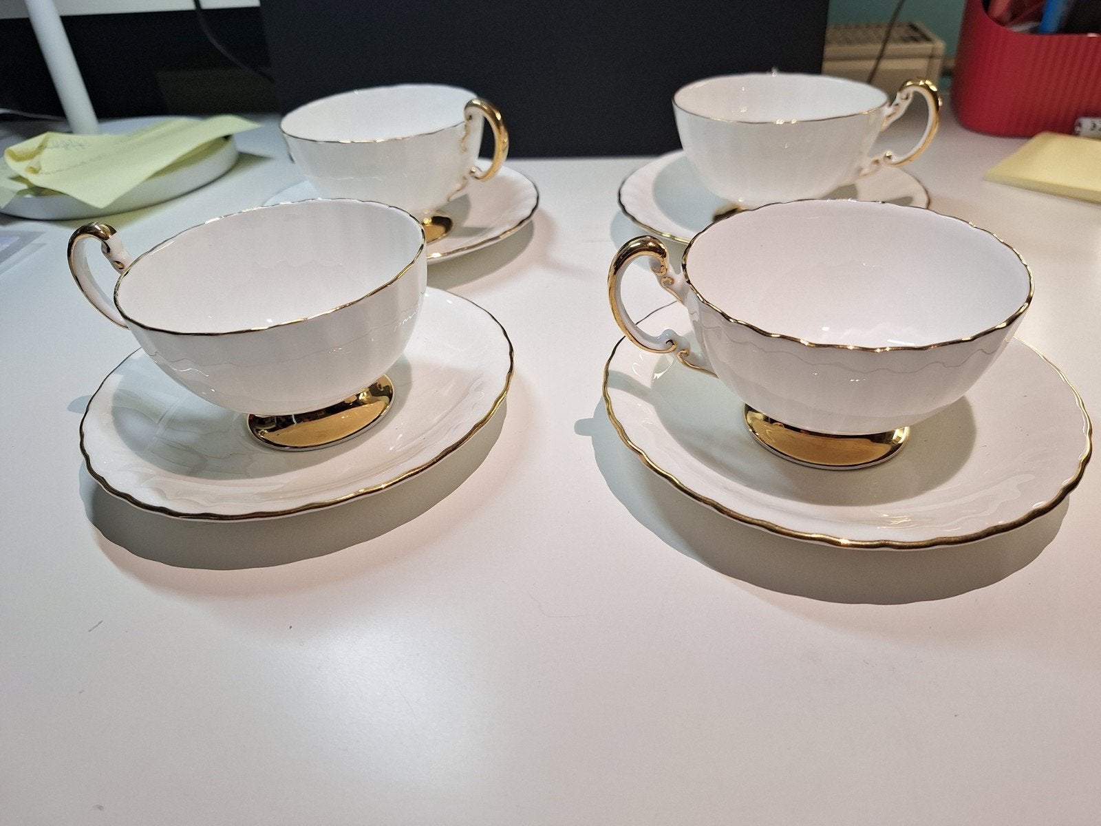 4 Kop en schotels - Aynsley - Fine English Bone China, Huis en Inrichting, Keuken | Servies, Ophalen