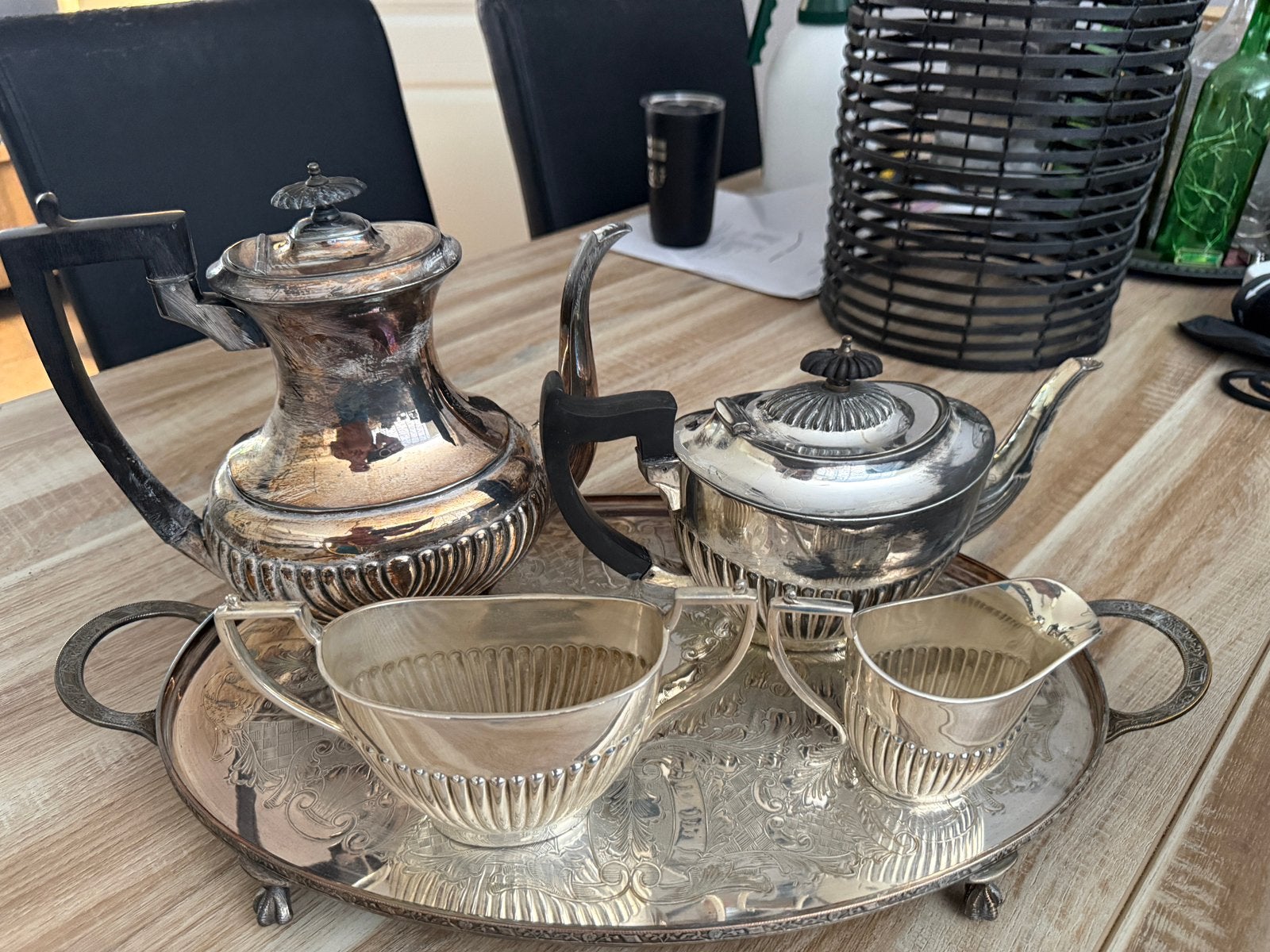 Engelse koffie- en theeset, William Hutton & Sons Sheffield, Ophalen of Verzenden