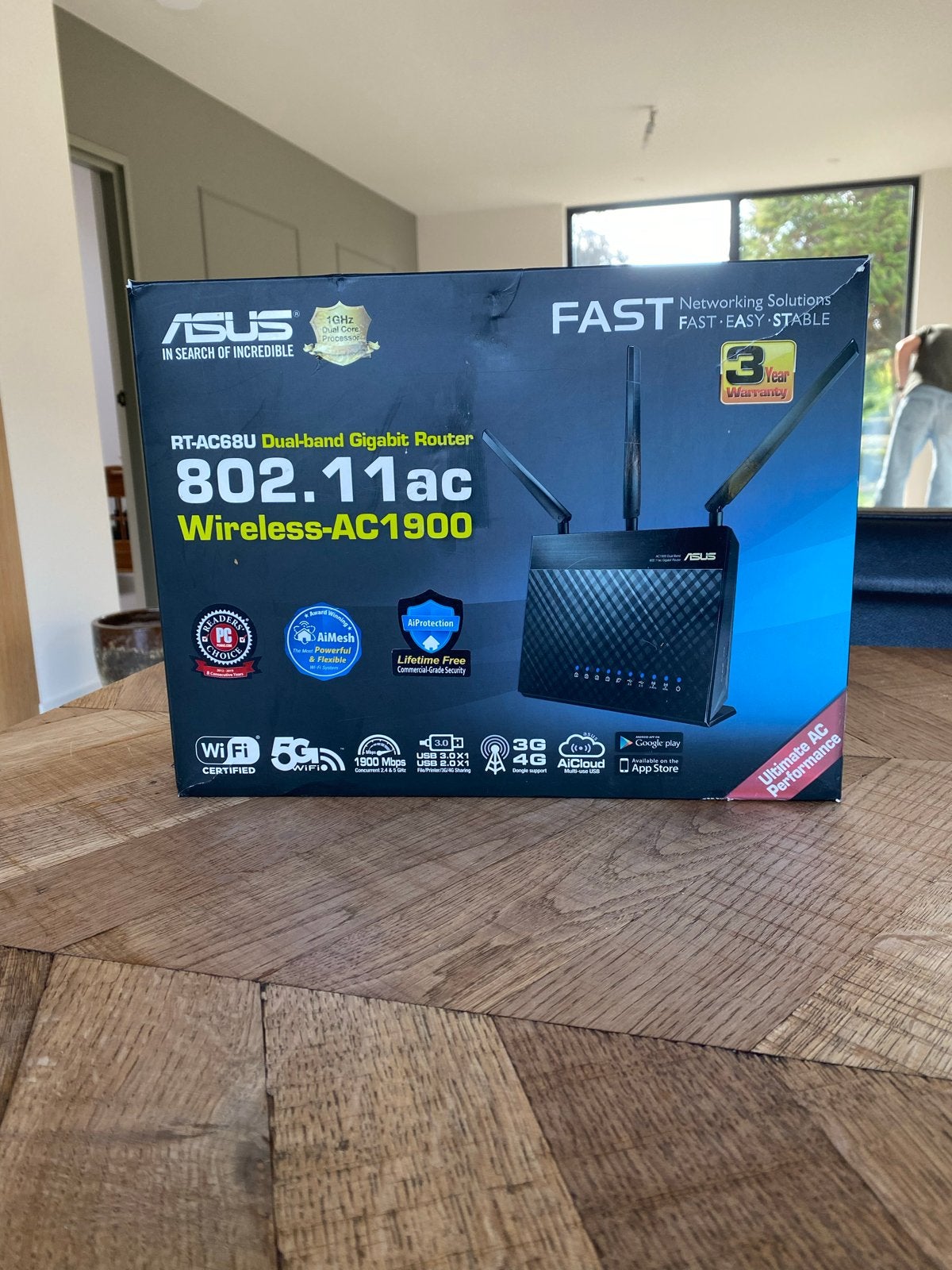 ASUS RT-AC68U Dual-band Gigabit Router Wireless-AC1900, Computers en Software, Ophalen, Nieuw, Router