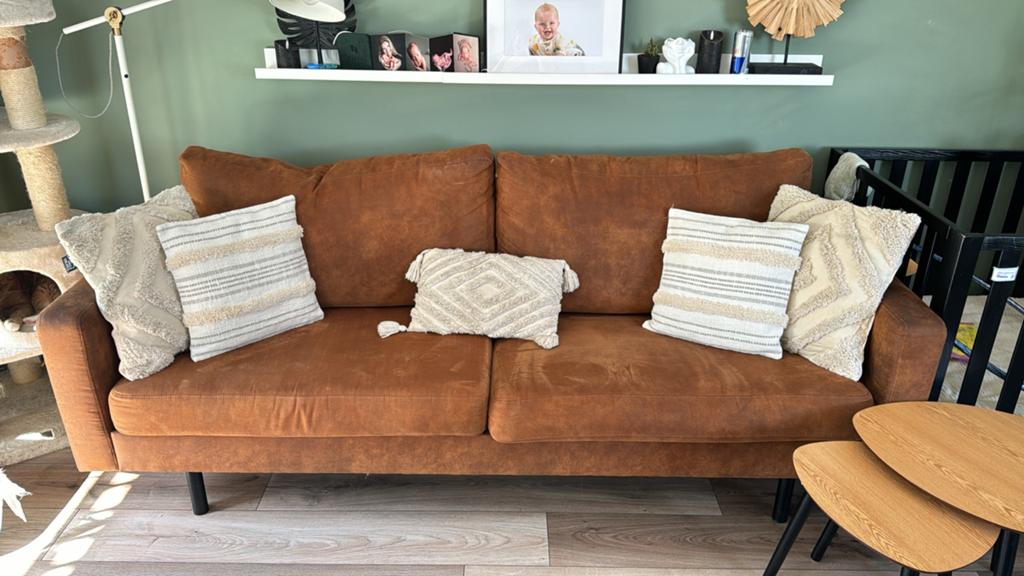Bank Collin 2,5-zits - cognac, Ophalen, Tweepersoons, 75 tot 100 cm, Zo goed als nieuw