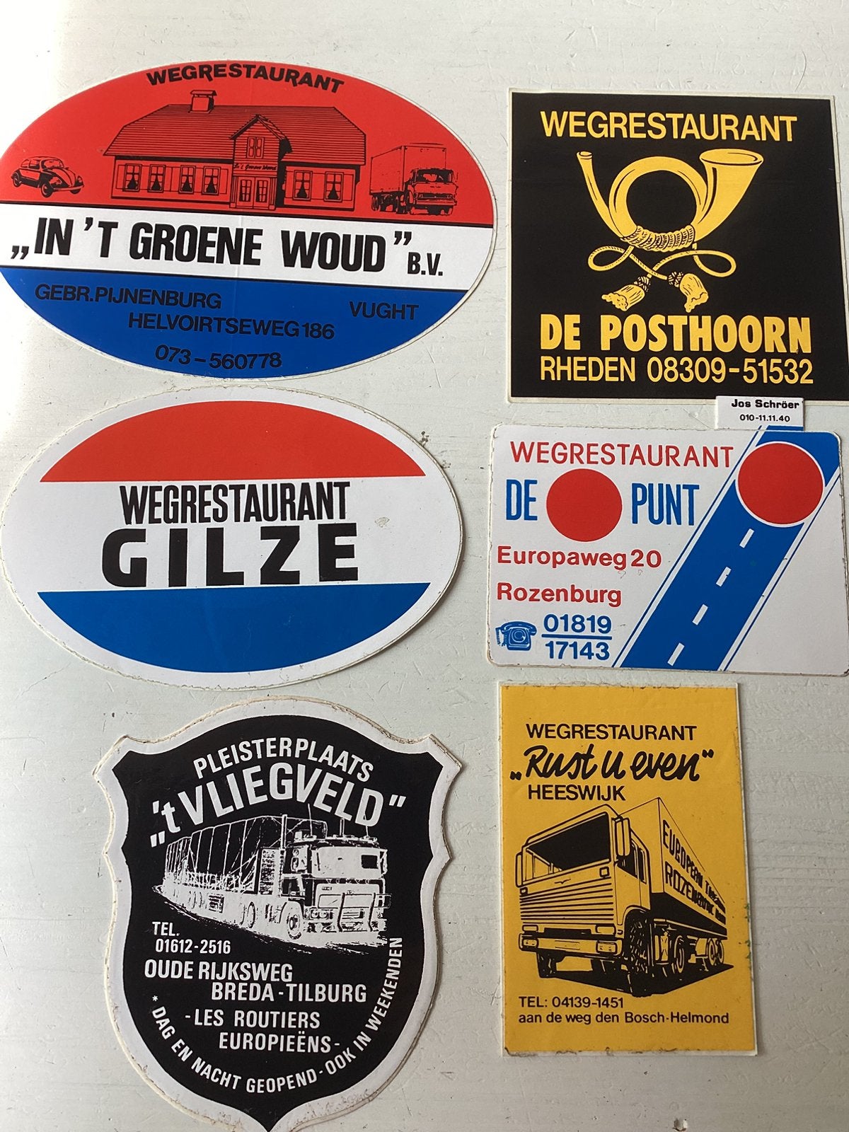 6 stickers Wegrestaurant, Verzamelen, Verzenden, Zo goed als nieuw