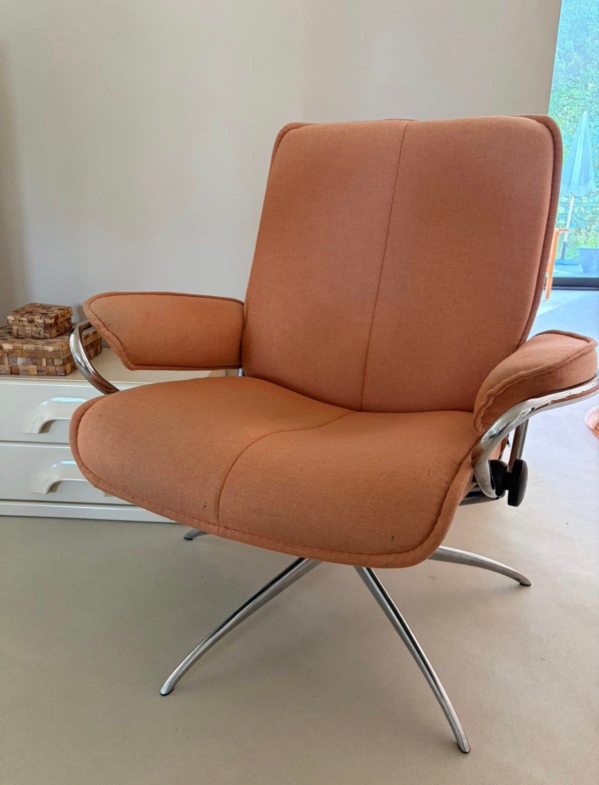 Stressless paris low fauteuil, Ophalen, 75 tot 100 cm, Zo goed als nieuw, Stof