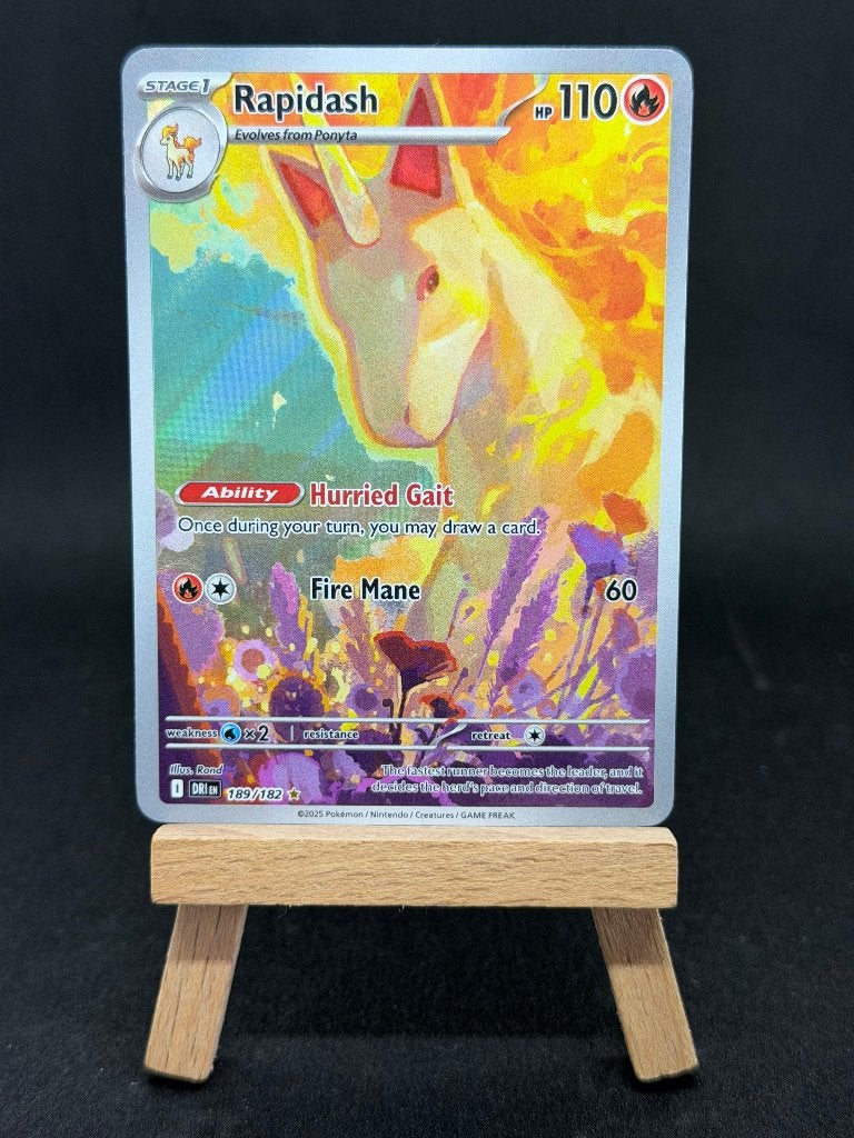 Pokémon TCG Rapidash DRI 189 | Illustration Rare, Ophalen of Verzenden, Zo goed als nieuw, Losse kaart, Foil