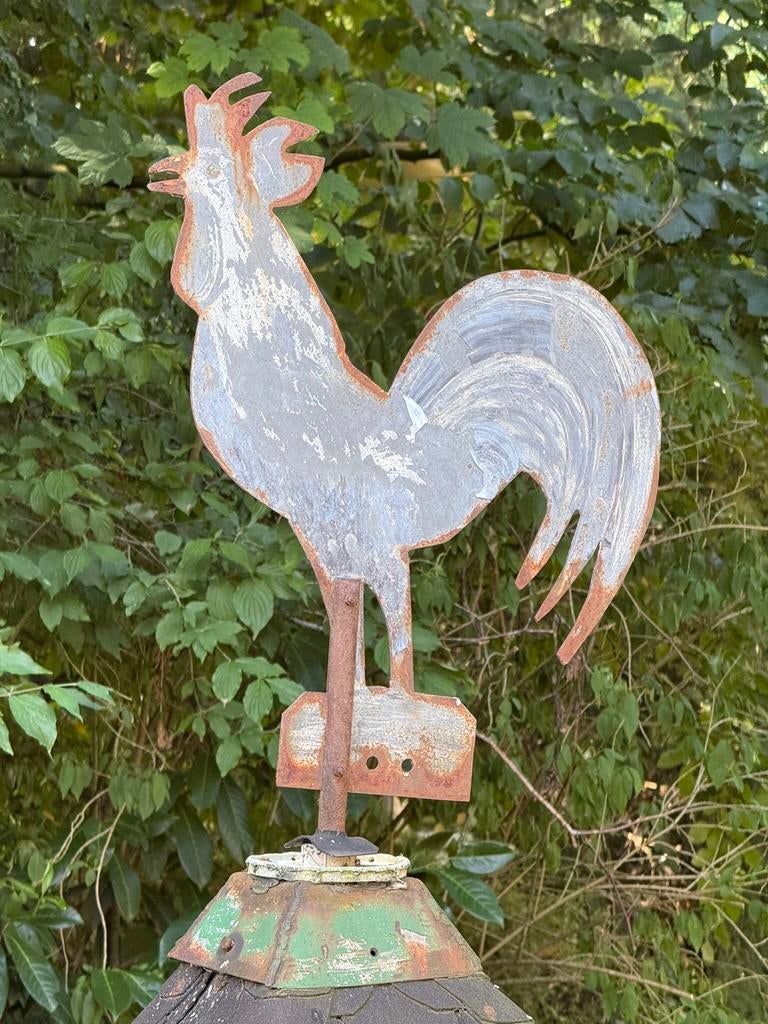 Antiek Metalen Haan op Dakje, Tuin en Terras, Windwijzers en Windmolens, Ophalen, Gebruikt