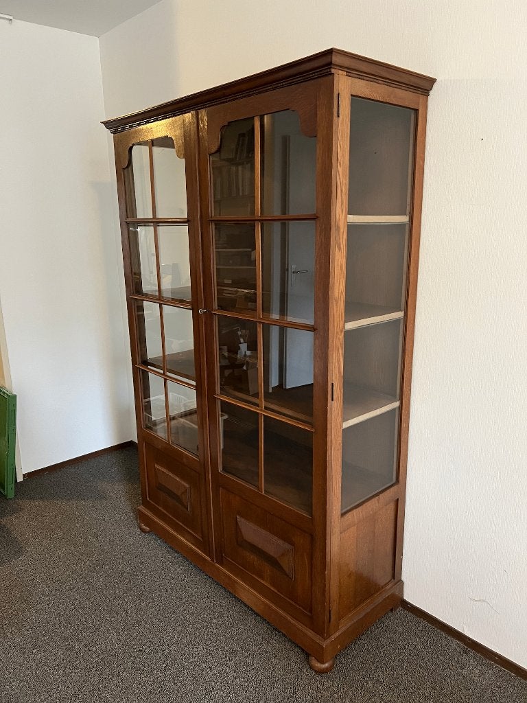 Vintage Retro  Vitrine kast met glazen deuren., Huis en Inrichting, Kasten | Vitrinekasten, Ophalen, Met deur(en), Glas, 50 tot 100 cm