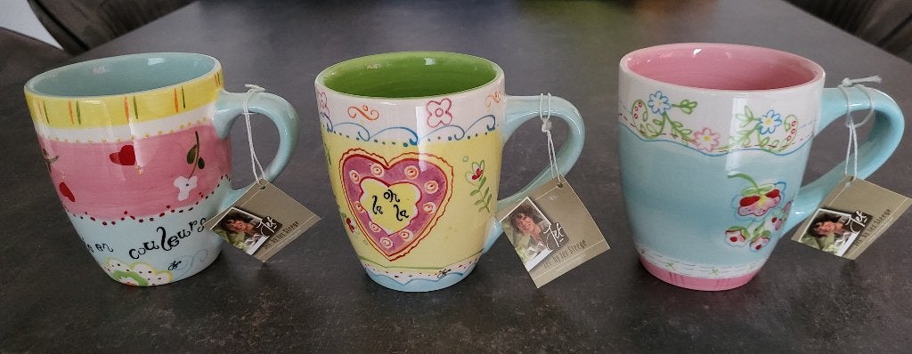 3 Mokken groot C'est La Vie En Couleur van Jet ter Steege, Verzenden, Nieuw, Overige stijlen, Kop(pen) en/of Schotel(s)