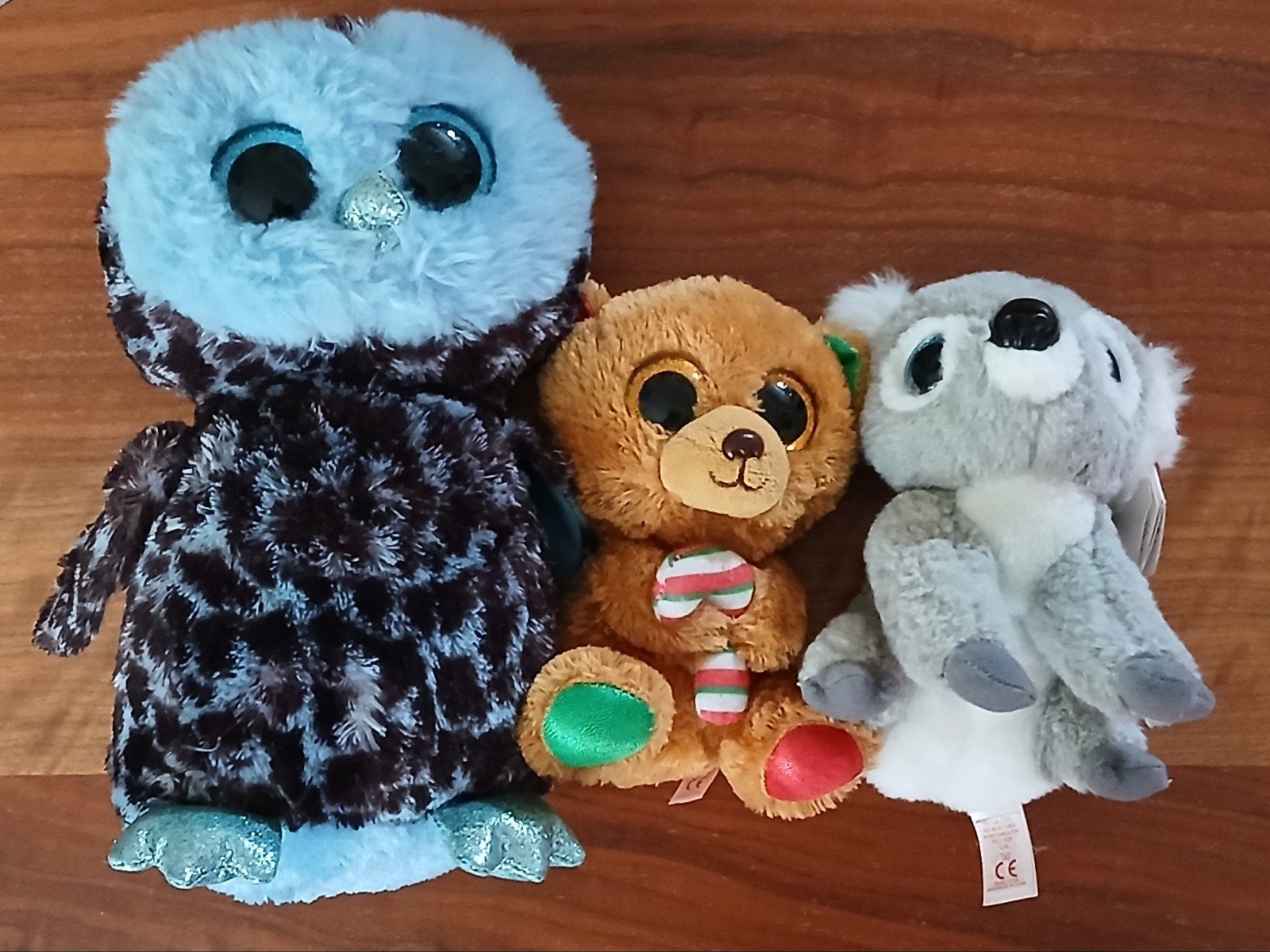 3 TY knuffels (uil, koala en kerstbeertje), Kinderen en Baby's, Ophalen of Verzenden, Zo goed als nieuw, Overige typen, Ty
