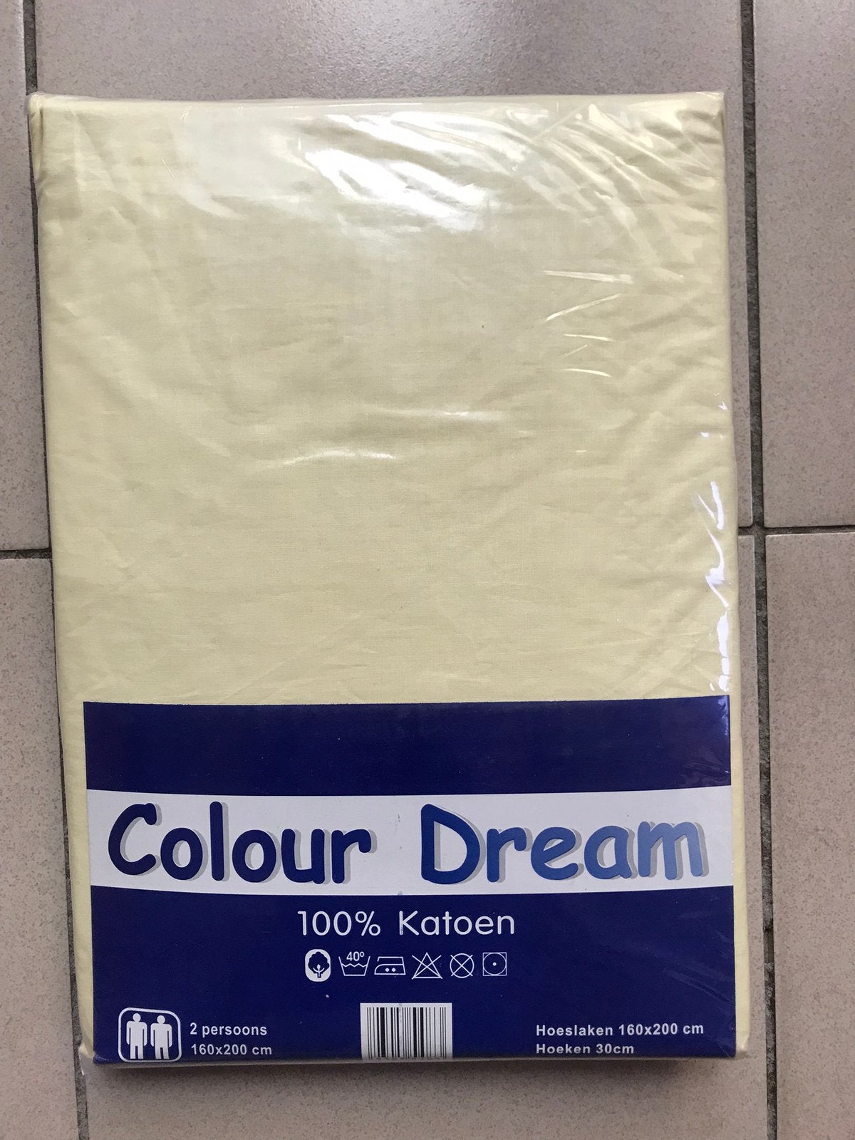 2 Persoons Hoeslaken 160x200cm 100% Katoen, Hoeslaken of Sloop, Geel, Katoen, Ophalen of Verzenden