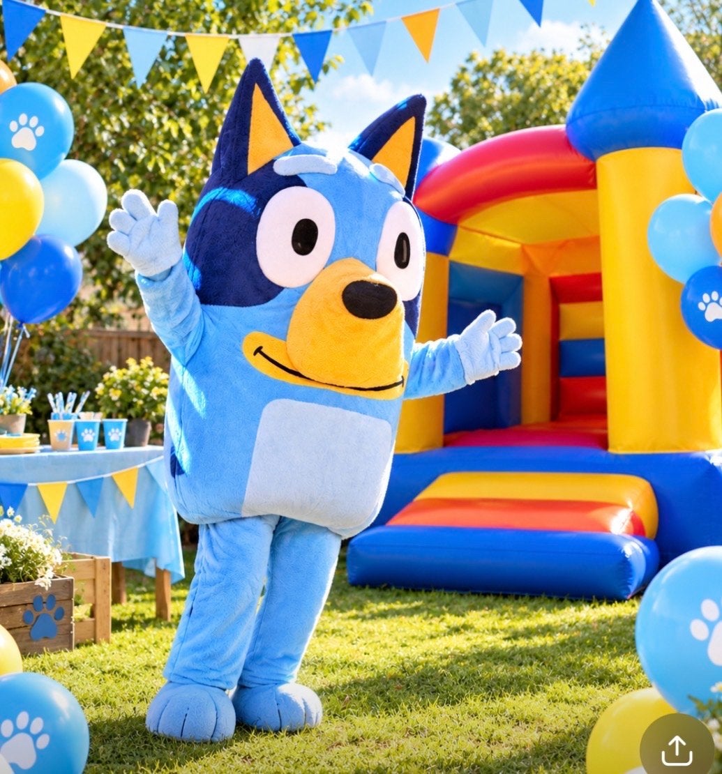 Bluey Mascotte voor kinderfeestjes - Huur nu!, Ophalen of Verzenden, Zo goed als nieuw, Verjaardag