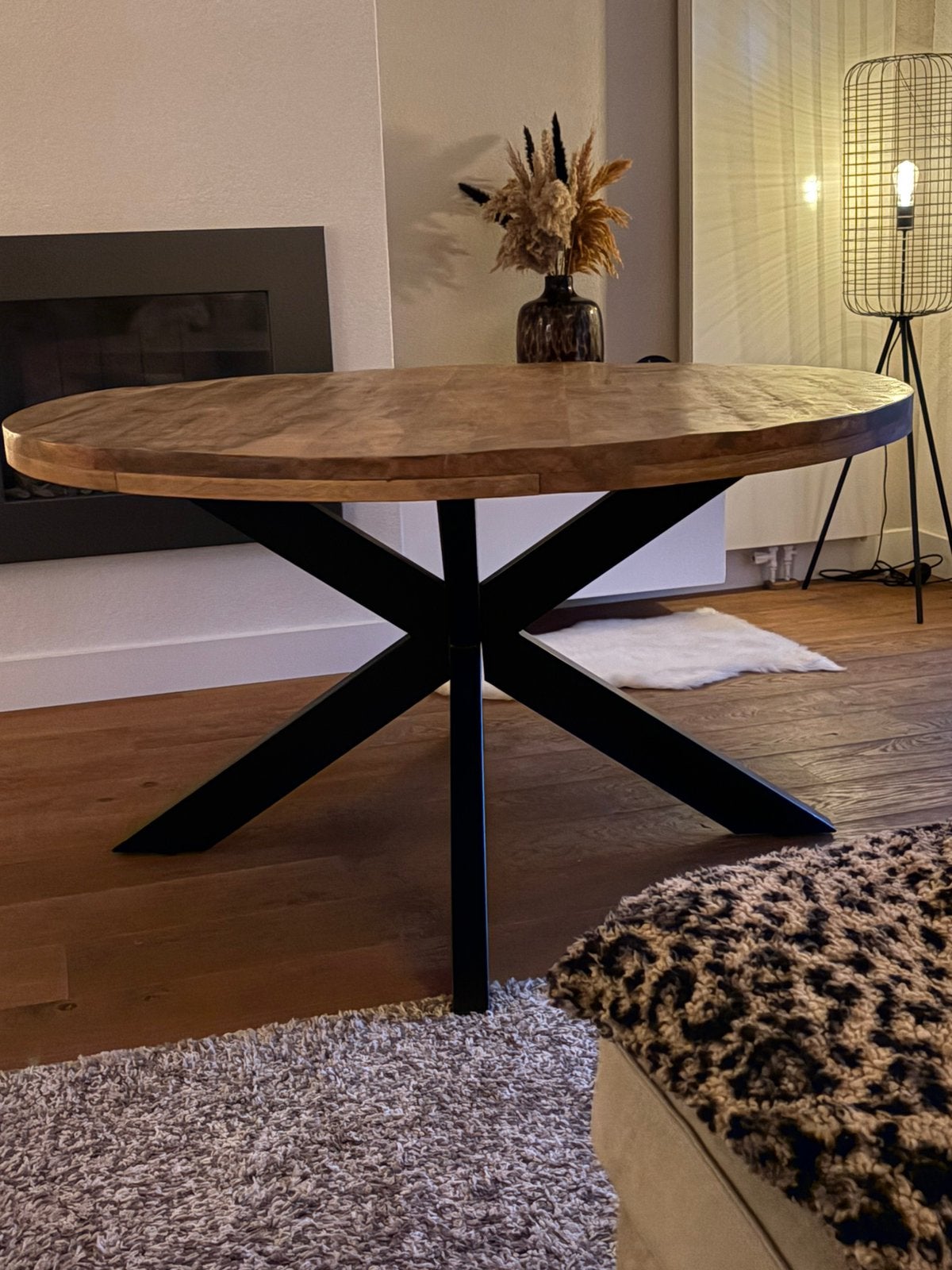 Ronde eettafel van mangohout, 140cm, Huis en Inrichting, Ophalen, Zo goed als nieuw, Rond, 100 tot 150 cm