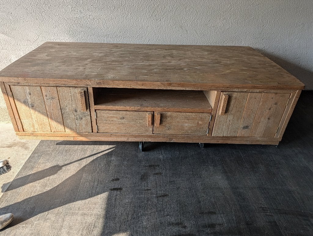 steigerhouten tv meubel-dressoir, Ophalen, Steigerhouten, Gebruikt, 200 cm of meer