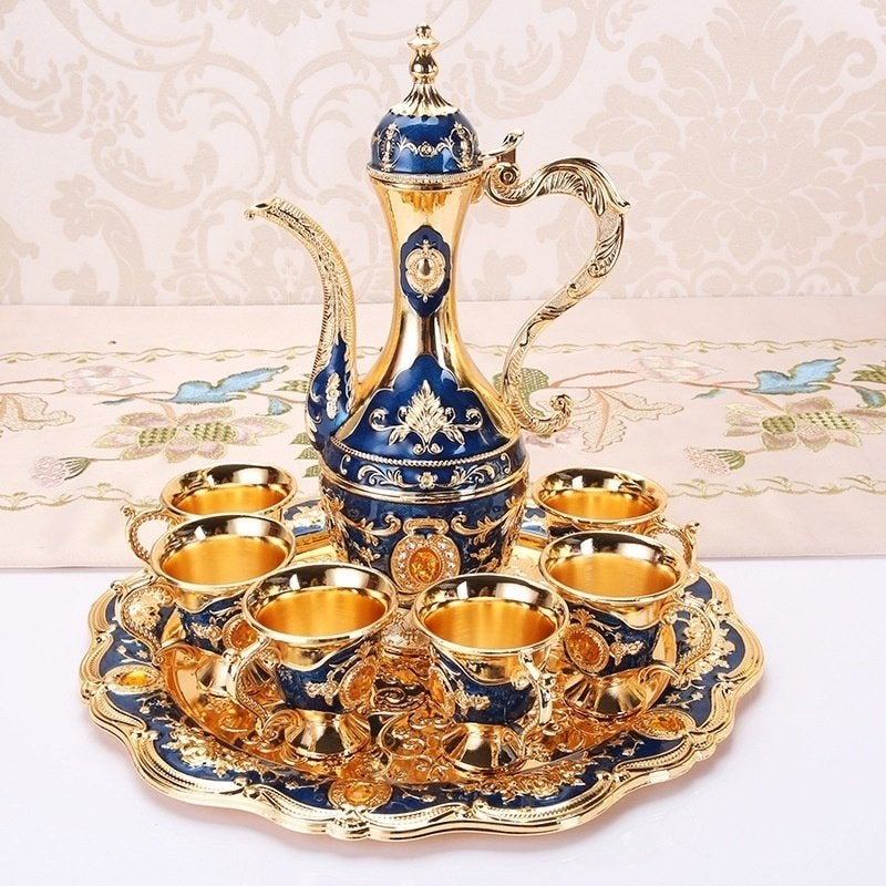 Wijn Karaf Met 6 Glazen Kelk Kelken Glas Luxe Turks Barok, Verzenden, Nieuw