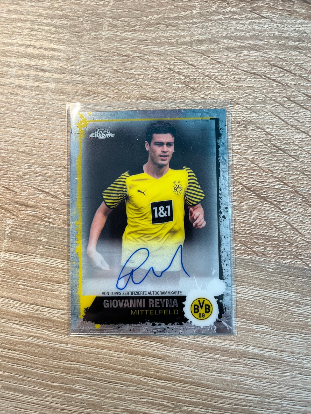 Giovanni Reyna Topps Chrome Autographed Kaart 41/75, Ophalen of Verzenden, Zo goed als nieuw, Buitenlandse clubs, Spelerskaart