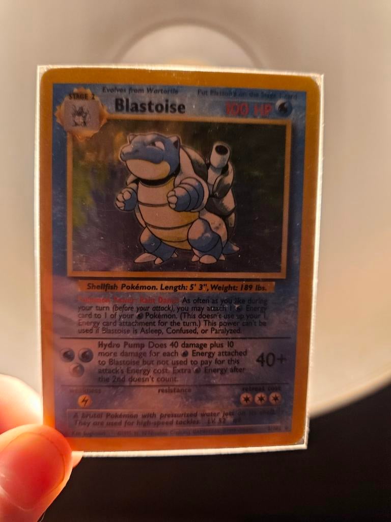 Pokémon Blastoise Holo 1995 Base Set (Engels), Ophalen, Gebruikt, Losse kaart, Foil