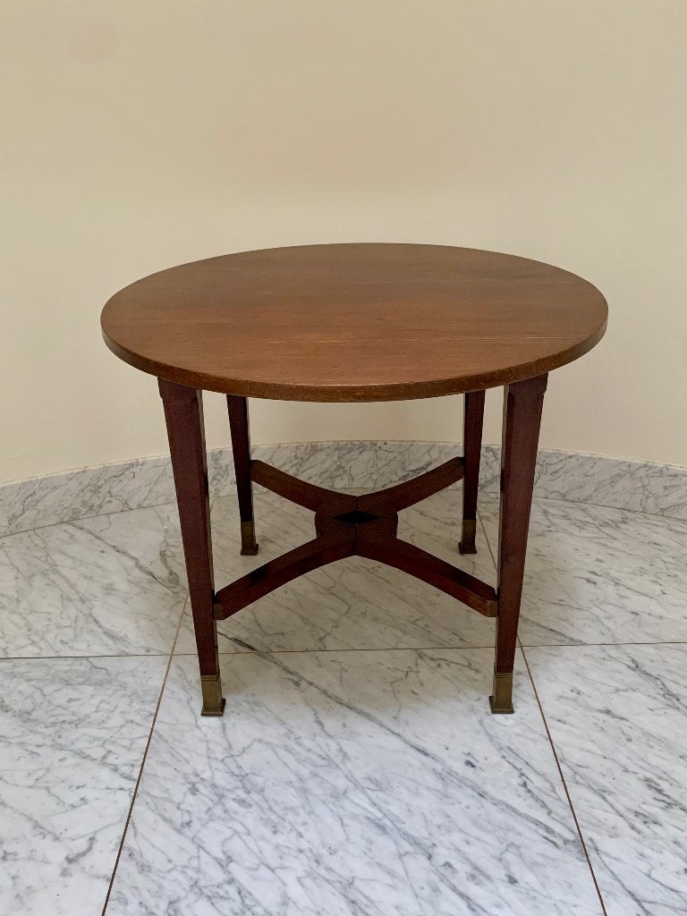 Antieke mahonie art deco bijzettafel, Huis en Inrichting, Tafels | Bijzettafels, Ophalen, Gebruikt, Art deco, Rond