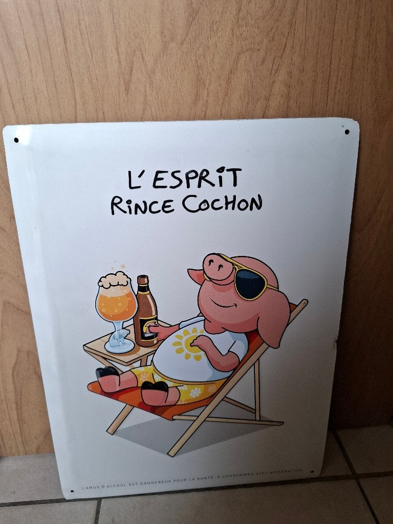 Reclamebord Rince Cochon, Verzamelen, Biermerken, Ophalen of Verzenden, Nieuw, Reclamebord, Plaat of Schild, Overige merken