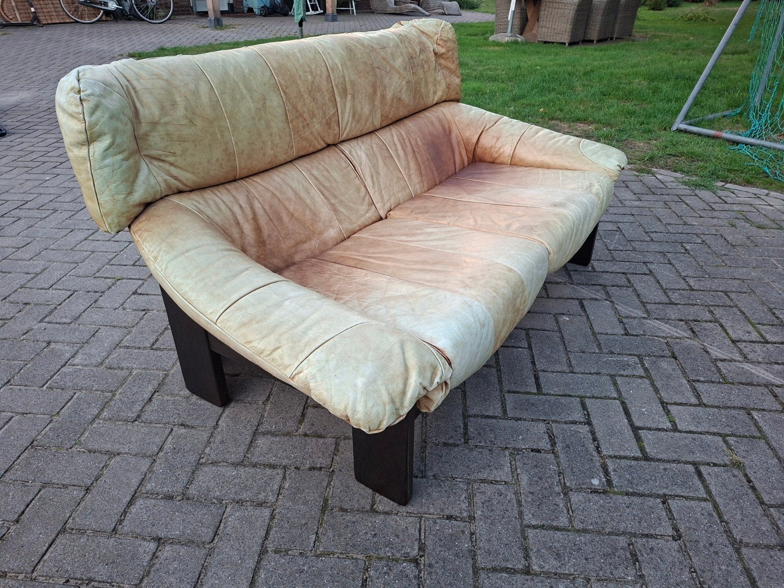 Vintage Brutalist bank, Ophalen, Gebruikt, 75 tot 100 cm, Rechte bank