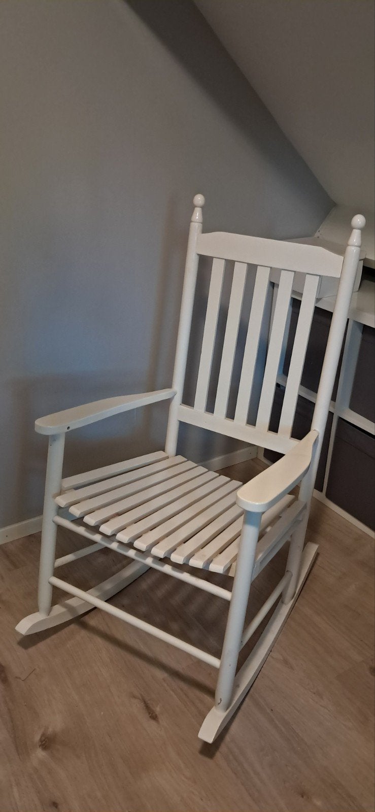 Witte houten schommelstoel, Ophalen, Wit, Zo goed als nieuw, Eén