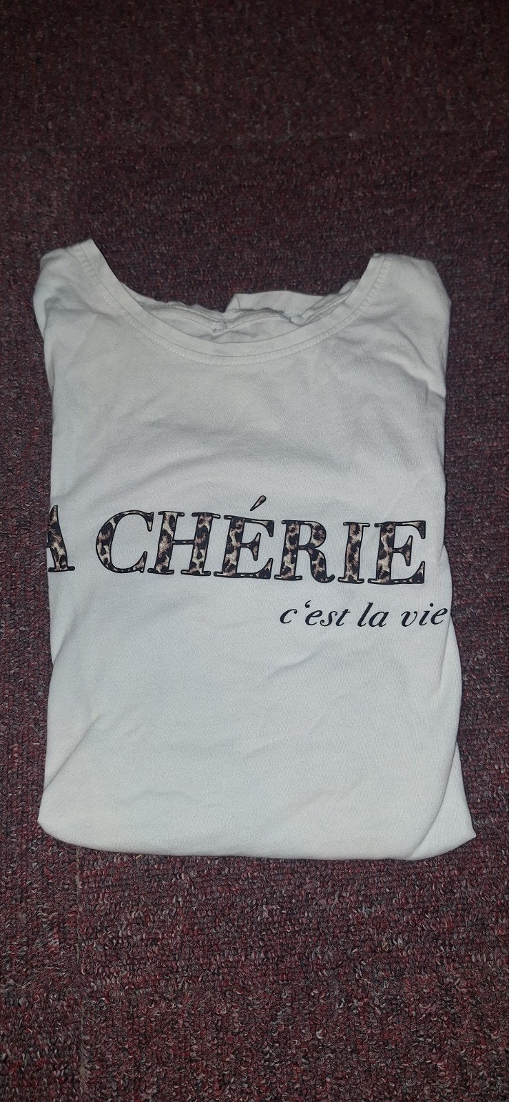 Mooi T-shirt met opdruk 'Ma Chérie c'est la vie', Kleding | Dames, Wit, Zo goed als nieuw, Korte mouw, Ophalen