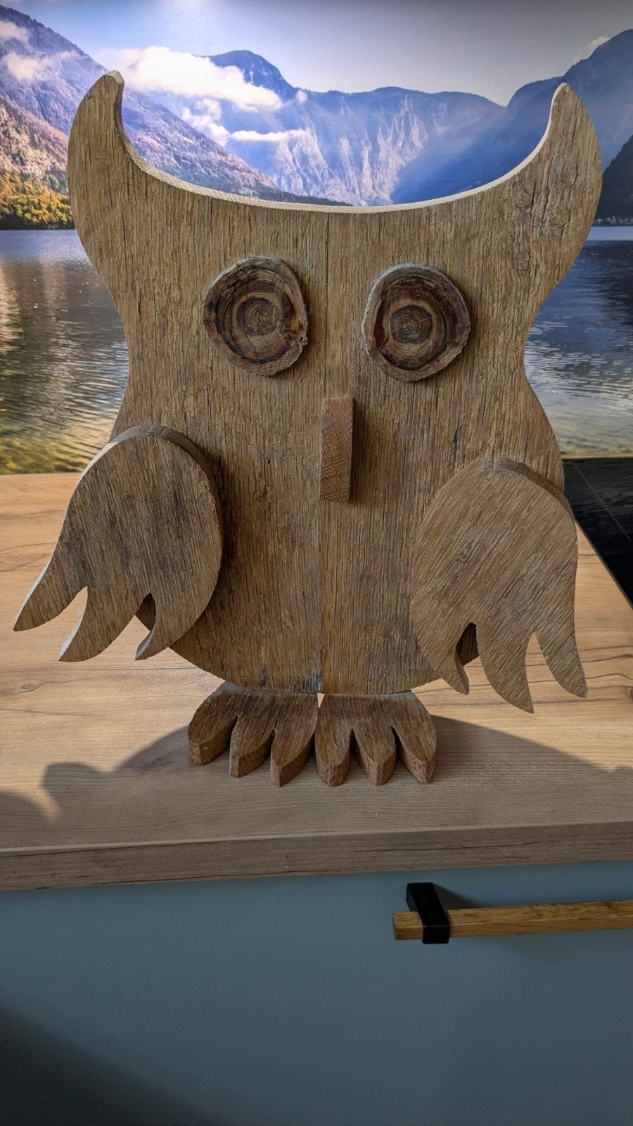 Grote uil van hout Handmade, Ophalen, Zo goed als nieuw
