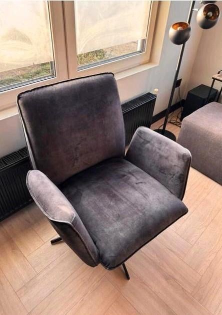 Antraciet 4-zits bank en fauteuil, Ophalen of Verzenden, Zo goed als nieuw, 75 tot 100 cm