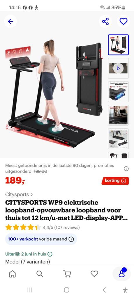 Loopband, inklapbaar met wieltjes, Sport en Fitness, Ophalen, Loopband