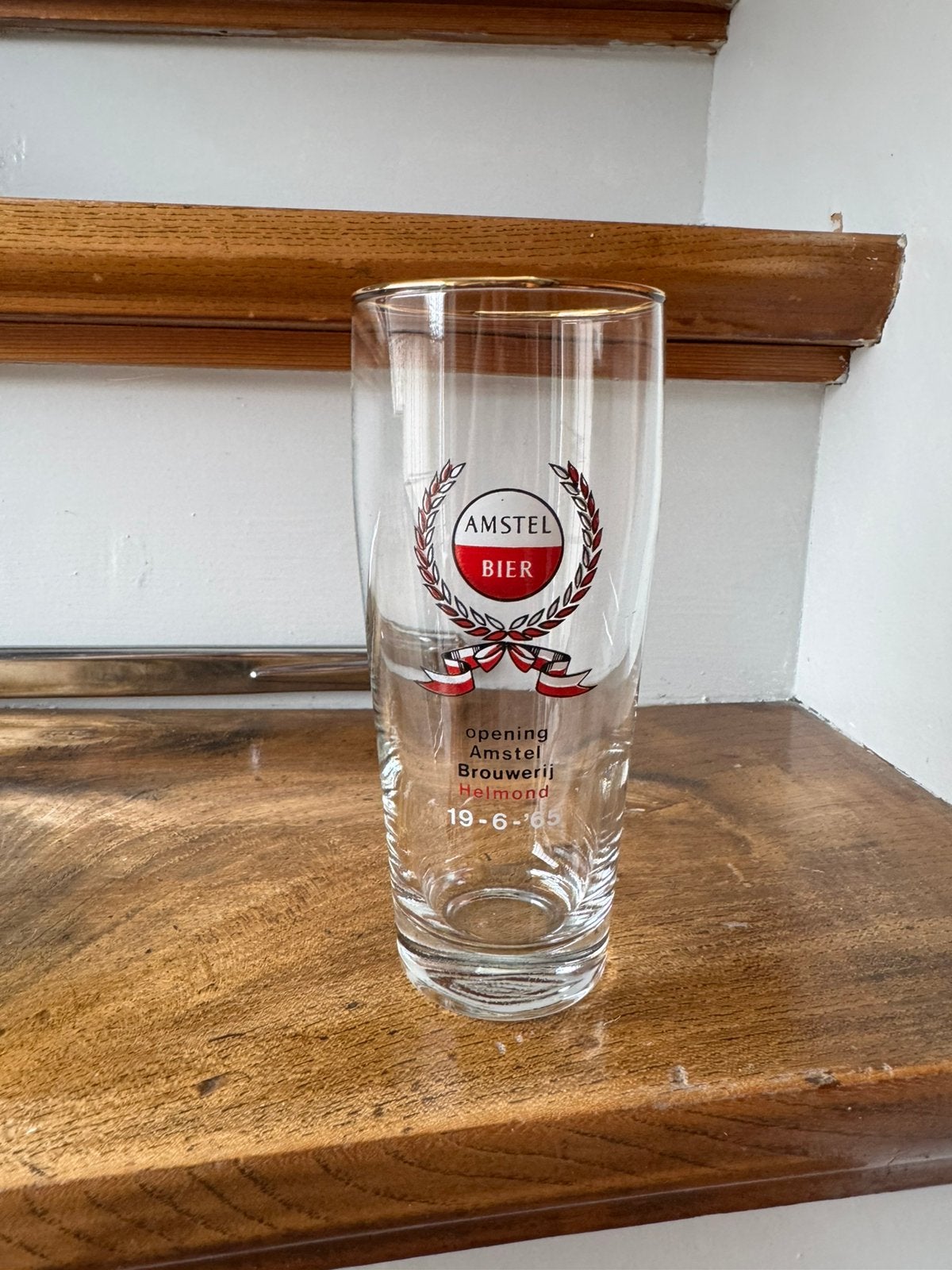 2x Amstel bier glas: Opening brouwerij ‘65, Ophalen of Verzenden, Zo goed als nieuw, Glas of Glazen, Amstel