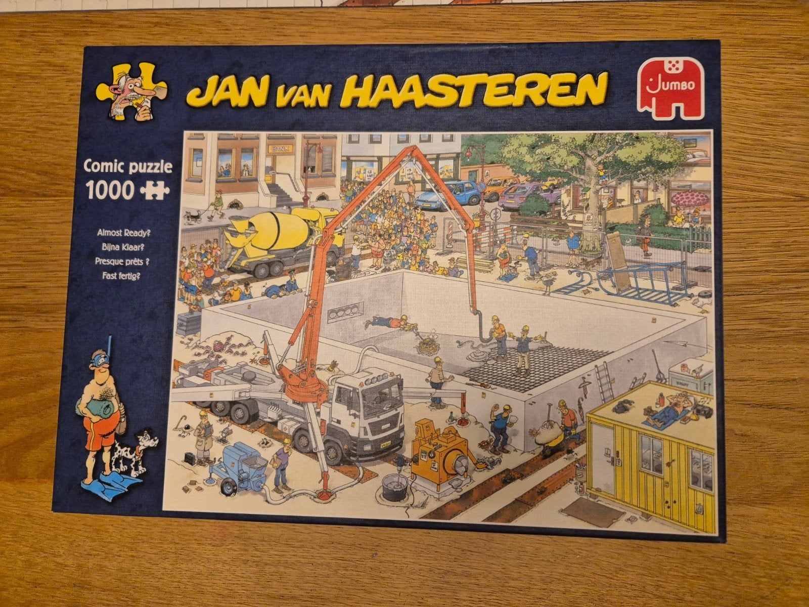 Jan van Haasteren puzzel 1000 stukjes Bijna Klaar? compleet, Ophalen, 500 t/m 1500 stukjes, Zo goed als nieuw, Legpuzzel