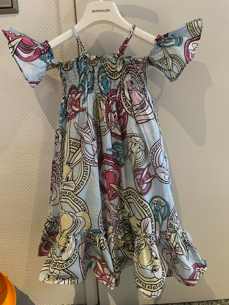 Monnalisa jurkje met leuke print 4 jaar, Ophalen of Verzenden, Zo goed als nieuw, Meisje, Jurk of Rok